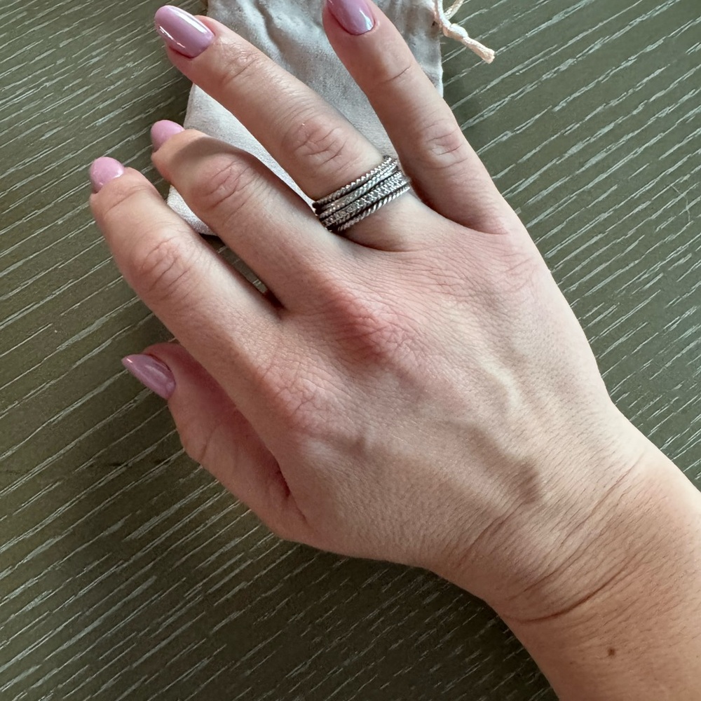 David Yurman Silver Stacked Rings - Picture 2 of 6